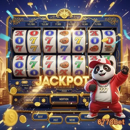 Imagem da slot Jackpot Panda no site 6778bet, mostrando os símbolos e recursos do jogo.